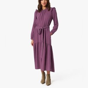 Xirena Mia Purple Mauve 100% Cotton High Neckline Gauzy Midi Dress Size Medium